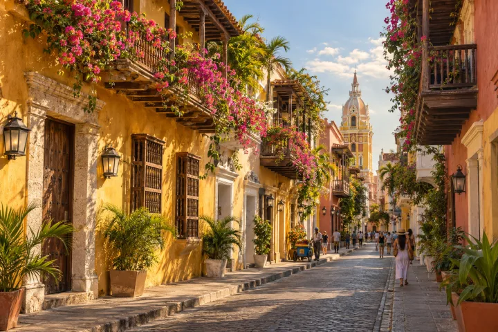 Rua na cidade amuralhada de Cartagena