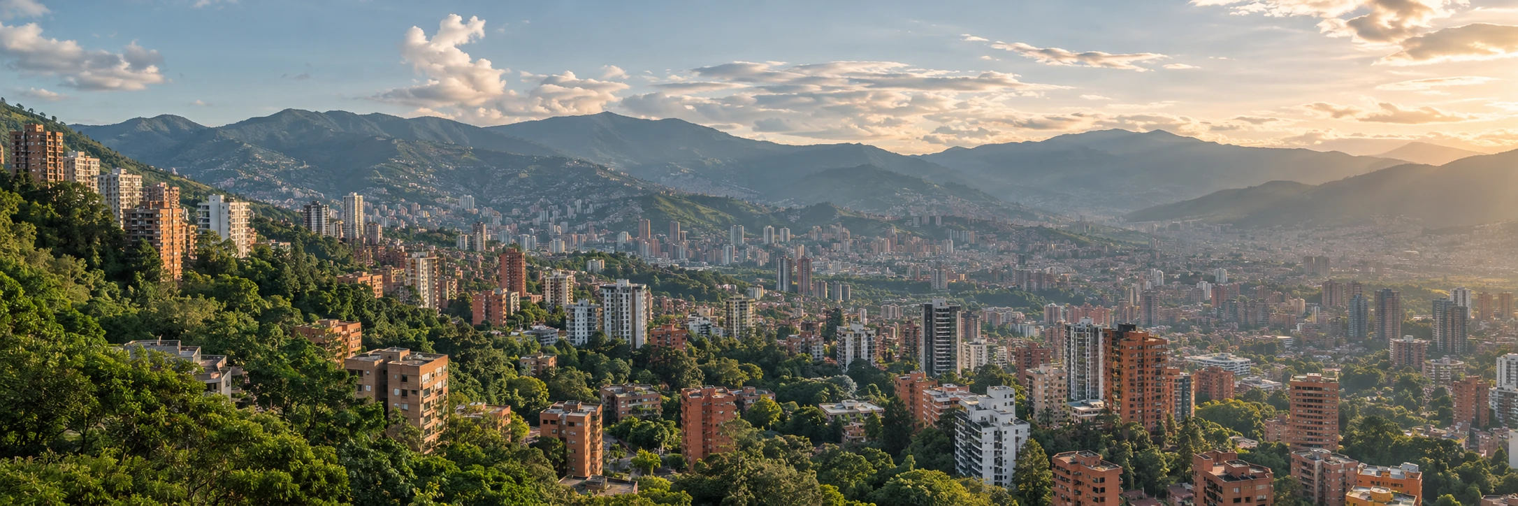 Custom panoramic illustration of Medellín and the Aburrá Valley